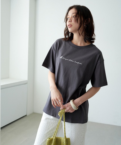 KANGOL EXTRA COMFORT(カンゴールエクストラコンフォート)の「クルーネック ロゴ半袖Tシャツ(Tシャツ/カットソー・レディース・チャコールグレー/ブルー/ライトグリーン/ライトベージュ・LL/M/L)」の14枚目の写真
