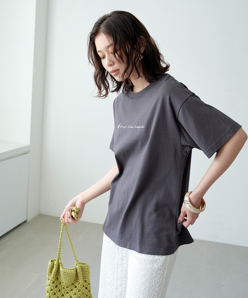 KANGOL EXTRA COMFORT(カンゴールエクストラコンフォート)の「クルーネック ロゴ半袖Tシャツ(Tシャツ/カットソー・レディース・チャコールグレー/ブルー/ライトグリーン/ライトベージュ・LL/M/L)」の15枚目の写真