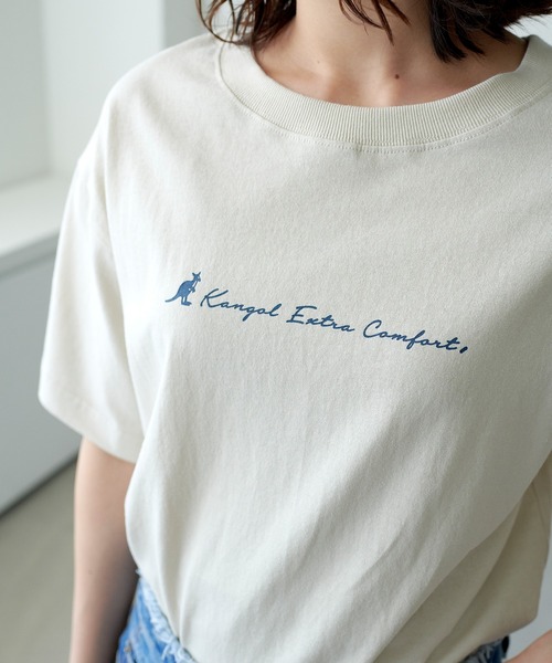 KANGOL EXTRA COMFORT(カンゴールエクストラコンフォート)の「クルーネック ロゴ半袖Tシャツ(Tシャツ/カットソー・レディース・チャコールグレー/ブルー/ライトグリーン/ライトベージュ・LL/M/L)」の22枚目の写真