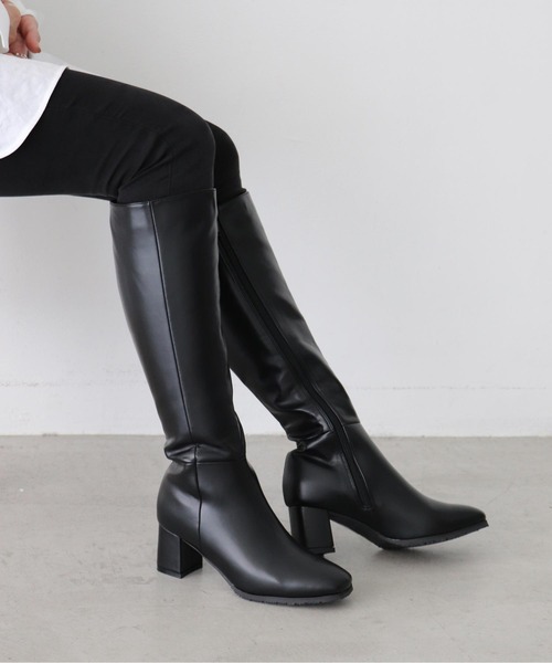 EVOL（イーボル）の「【EVOL】シンプルフェイクレザーロングブーツ IR9669（ブーツ・レディース・ブラック/ベージュ/ブラウン・22.5cm/23.5cm/24.5cm/23.0cm/24.0cm/25.0cm）」の6枚目の写真