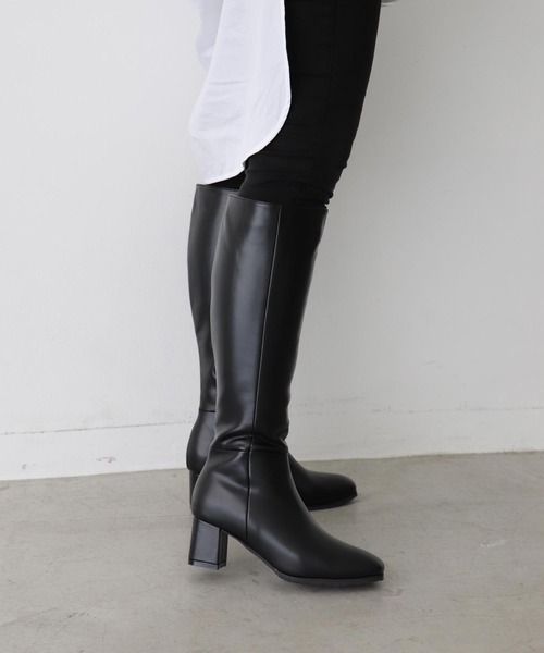 EVOL（イーボル）の「【EVOL】シンプルフェイクレザーロングブーツ IR9669（ブーツ・レディース・ブラック/ベージュ/ブラウン・22.5cm/23.5cm/24.5cm/23.0cm/24.0cm/25.0cm）」の7枚目の写真