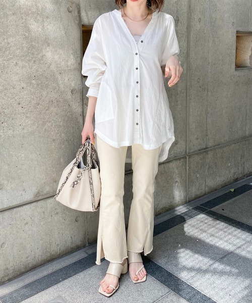 CAPRICIEUX LE'MAGE（カプリシューレマージュ）の「ストレッチプチフレアデニム（デニムパンツ・レディース・アイボリー/ブルー・36/38）」の8枚目の写真