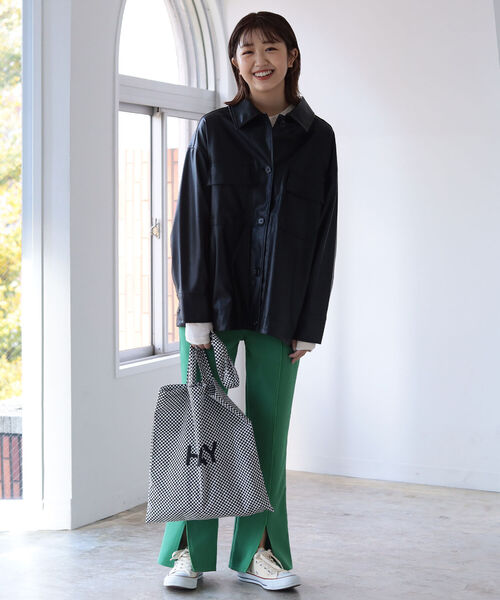 BeAMS DOT（ビームスドット）の「【WEB限定】BeAMS DOT / フェイクレザー オーバーブルゾン（ブルゾン・レディース・ブラック/グリーン系その他3・FREE）」の10枚目の写真