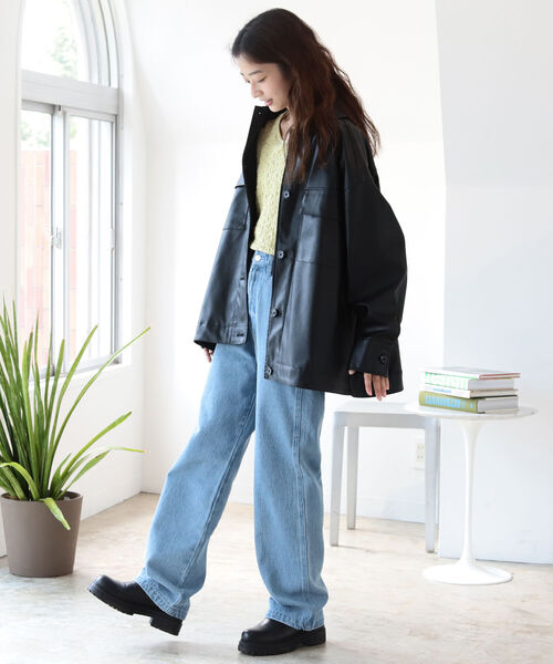 BeAMS DOT（ビームスドット）の「【WEB限定】BeAMS DOT / フェイクレザー オーバーブルゾン（ブルゾン・レディース・ブラック/グリーン系その他3・FREE）」の20枚目の写真