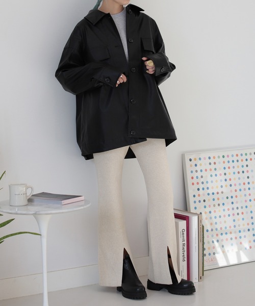 BeAMS DOT（ビームスドット）の「【WEB限定】BeAMS DOT / フェイクレザー オーバーブルゾン（ブルゾン・レディース・ブラック/グリーン系その他3・FREE）」の6枚目の写真