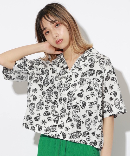 PBLIM（ページボーイリム）の「【PAGEBOYLIM】ペイズリーショートシャツ【WEB限定アイテム】（シャツ/ブラウス・レディース・ホワイト系その他/ブラック系その他・MEDIUM/LARGE）」の5枚目の写真