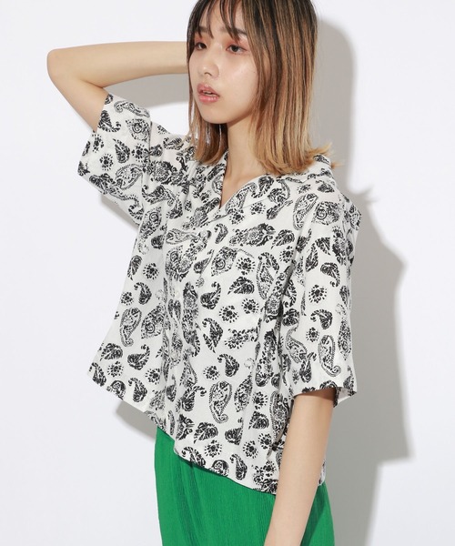 PBLIM（ページボーイリム）の「【PAGEBOYLIM】ペイズリーショートシャツ【WEB限定アイテム】（シャツ/ブラウス・レディース・ホワイト系その他/ブラック系その他・MEDIUM/LARGE）」の6枚目の写真