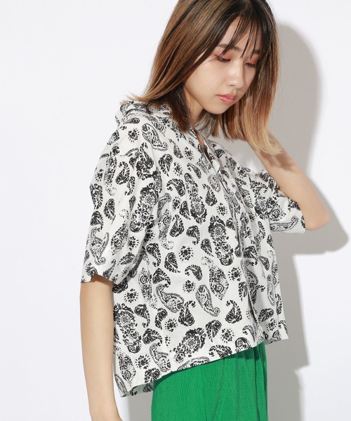 PBLIM（ページボーイリム）の「【PAGEBOYLIM】ペイズリーショートシャツ【WEB限定アイテム】（シャツ/ブラウス・レディース・ホワイト系その他/ブラック系その他・MEDIUM/LARGE）」の7枚目の写真