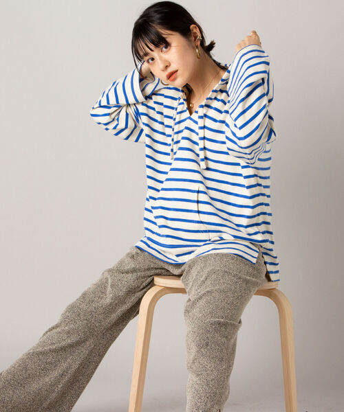 NOLLEY’S（ノーリーズ）の「ボーダーメキシカンパーカー（パーカー・レディース・ブラック系その他3/ブルー系その他3・FREE）」の3枚目の写真