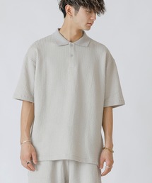 【Lounge wear】ビッグワッフル / リラックス オーバーサイズ ポロシャツ