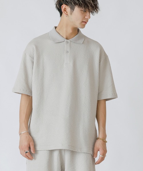 ADMIX/ATELIER SAB MEN(アドミックスアトリエサブメン)の「【Lounge wear】ビッグワッフル / リラックス オーバーサイズ ポロシャツ(ポロシャツ・メンズ・ブラック/ベージュ/ネイビー・48/50/52)」の2枚目の写真