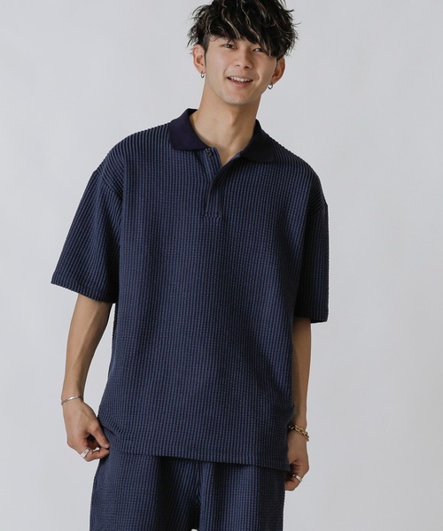 ADMIX/ATELIER SAB MEN(アドミックスアトリエサブメン)の「【Lounge wear】ビッグワッフル / リラックス オーバーサイズ ポロシャツ(ポロシャツ・メンズ・ブラック/ベージュ/ネイビー・48/50/52)」の3枚目の写真