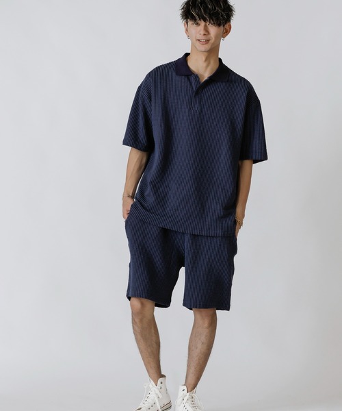 ADMIX/ATELIER SAB MEN(アドミックスアトリエサブメン)の「【Lounge wear】ビッグワッフル / リラックス オーバーサイズ ポロシャツ(ポロシャツ・メンズ・ブラック/ベージュ/ネイビー・48/50/52)」の9枚目の写真