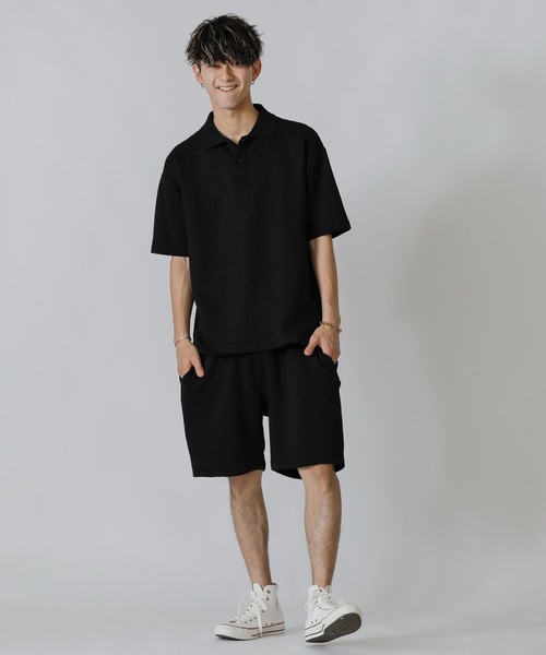 ADMIX/ATELIER SAB MEN(アドミックスアトリエサブメン)の「【Lounge wear】ビッグワッフル / リラックス オーバーサイズ ポロシャツ(ポロシャツ・メンズ・ブラック/ベージュ/ネイビー・48/50/52)」の8枚目の写真