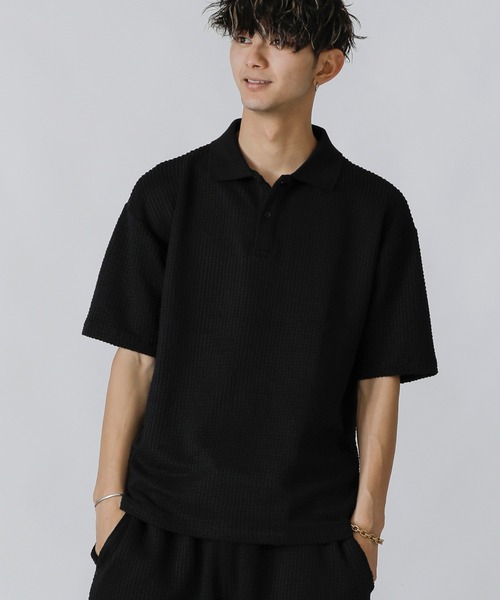 ADMIX/ATELIER SAB MEN(アドミックスアトリエサブメン)の「【Lounge wear】ビッグワッフル / リラックス オーバーサイズ ポロシャツ(ポロシャツ・メンズ・ブラック/ベージュ/ネイビー・48/50/52)」の14枚目の写真