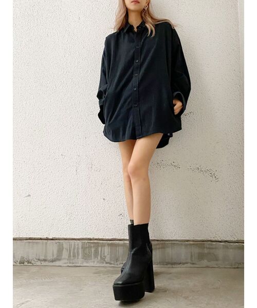 GYDA(ジェイダ)の「pocketシンプルシャツ(シャツ/ブラウス・レディース・ブラック/オフホワイト・FREE)」の11枚目の写真