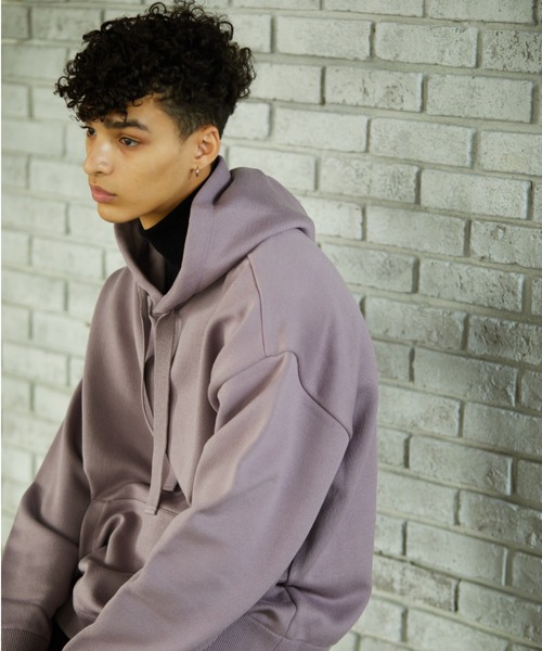 TAUPE（トープ）の「TAUPE/トープ/Knitted CORE Hoodie/ニットソーヘビーウェイトCOREパーカー（パーカー・メンズ・パープル/ライトベージュ・3）」の2枚目の写真