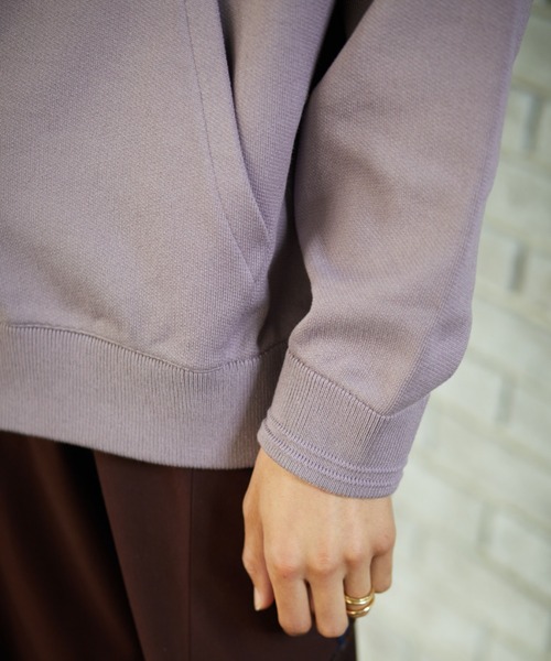 TAUPE（トープ）の「TAUPE/トープ/Knitted CORE Hoodie/ニットソーヘビーウェイトCOREパーカー（パーカー・メンズ・パープル/ライトベージュ・3）」の5枚目の写真