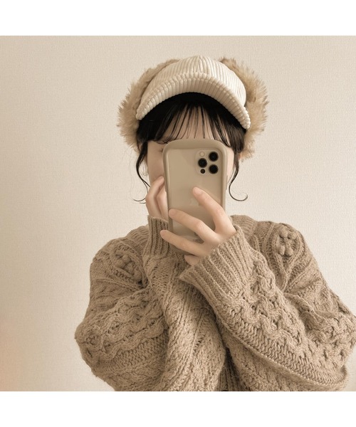 14+（イチヨンプラス）の「太コーデュロイフライトキャップ（キャップ・レディース・アイボリー/ブラウン/ブラック/ベージュ/ライトブラウン/チャコールグレー・FREE/MEDIUM）」の11枚目の写真