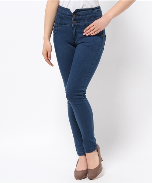 WEGO（ウィゴー）の「WEGO/前ボタンハイウエストスキニーパンツ（デニムパンツ・レディース・ダークインディゴブルー/ライトインディゴブルー/ホワイト/インディゴブルー・MEDIUM/LARGE）」の17枚目の写真