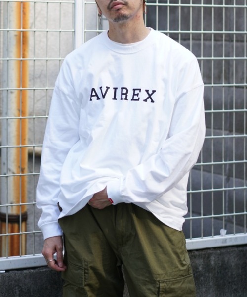 AVIREX（アヴィレックス）の「【直営店限定】カレッジ ロゴ 長袖 Tシャツ/COLLEGE LOGO LS T-SHIRT/アヴィレックス/AVIREX（Tシャツ/カットソー・メンズ・ホワイト/ブラック・MEDIUM/LARGE/X-LARGE/XX-LARGE）」の7枚目の写真