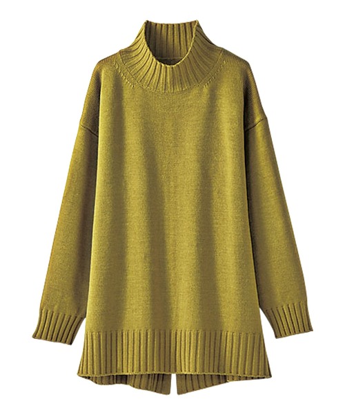 BELLUNA（ベルーナ）の「バックスリットデザインニットプルオーバー（ニット/セーター・レディース・ネイビー/イエロー/ブルー/モカ・MEDIUM/LARGE/X-LARGE）」の7枚目の写真