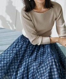 チェックチュールスカート