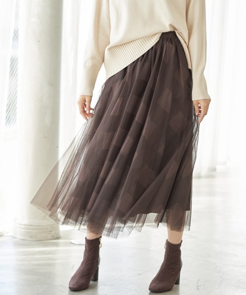 &. NOSTALGIA（アンドドットノスタルジア）の「チェックチュールスカート（スカート・レディース・ブラウン/ブルー/グリーン/ネイビー系/ブラック系その他・FREE）」の7枚目の写真
