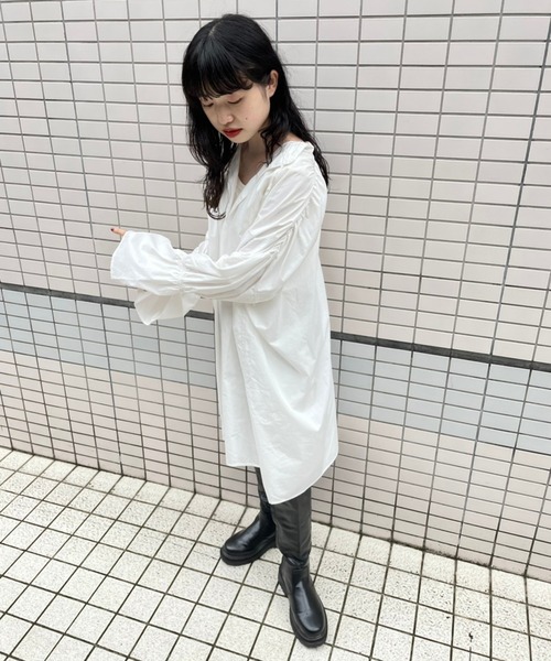 Kastane（カスタネ）の「キャンディースリーブシャーリングチュニック（シャツ/ブラウス・レディース・オフホワイト/ブラック・FREE）」の7枚目の写真