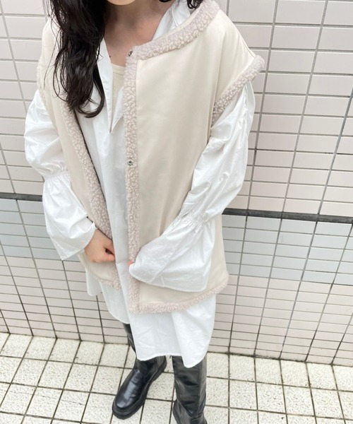 Kastane（カスタネ）の「キャンディースリーブシャーリングチュニック（シャツ/ブラウス・レディース・オフホワイト/ブラック・FREE）」の4枚目の写真