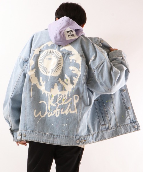 MISHKA(ミシカ)の「【MISHKA】キープウォッチプリント ビッグデニムジャケット(デニムジャケット・メンズ・ライトブルー・L/XL/M)」の1枚目の写真