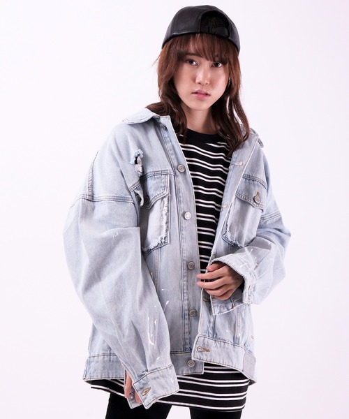 MISHKA(ミシカ)の「【MISHKA】キープウォッチプリント ビッグデニムジャケット(デニムジャケット・メンズ・ライトブルー・L/XL/M)」の9枚目の写真