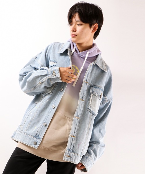 MISHKA(ミシカ)の「【MISHKA】キープウォッチプリント ビッグデニムジャケット(デニムジャケット・メンズ・ライトブルー・L/XL/M)」の4枚目の写真
