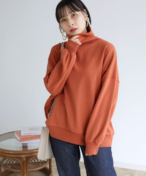 HER CLOSET(ハークローゼット)の「【shemoshelly】ビッグシルエットハイネックスウェットプルオーバー(スウェット・レディース・ブラック/ベージュ/グリーン/テラコッタ・M)」の18枚目の写真