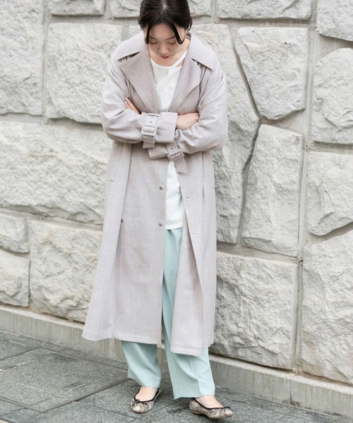 KBF+(ケービーエフプラス)の「KBF+ リネンライクビッグカラーコート∴(その他アウター・レディース・ベージュ・ONE)」の3枚目の写真