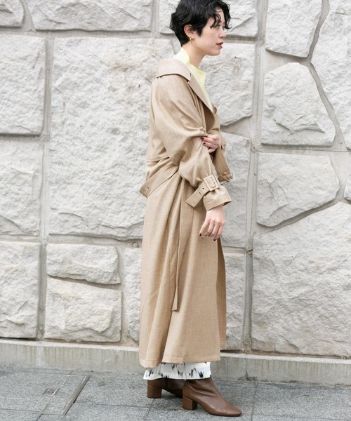 KBF+(ケービーエフプラス)の「KBF+ リネンライクビッグカラーコート∴(その他アウター・レディース・ベージュ・ONE)」の5枚目の写真