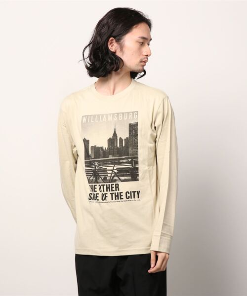 ARCADE（アーケード）の「フォトプリント ロンT（Tシャツ/カットソー・メンズ・ブラック系3/グレー系1/ブラック系1/ホワイト系1/ベージュ系1/ベージュ系2/ホワイト系2/グレー系2/ベージュ系3/ホワイト系3/グレー系3/ブラック系2・L/LL/M）」の10枚目の写真