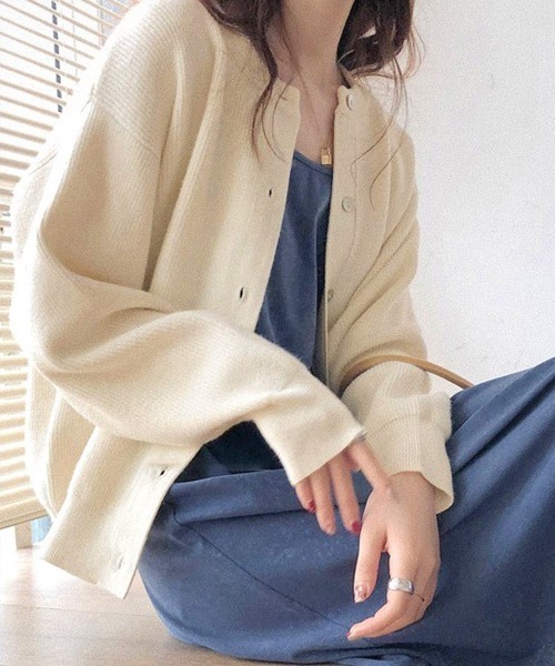 DAY CLOSET（デイ クローゼット）の「レディース きらめきボタンのリブニットカーディガン（カーディガン/ボレロ・レディース・ライトブルー/ブラック/アイボリー/ミント/ピンク系その他・ONE SIZE）」の6枚目の写真