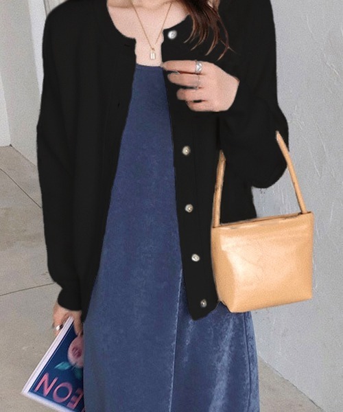 DAY CLOSET（デイ クローゼット）の「レディース きらめきボタンのリブニットカーディガン（カーディガン/ボレロ・レディース・ライトブルー/ブラック/アイボリー/ミント/ピンク系その他・ONE SIZE）」の9枚目の写真