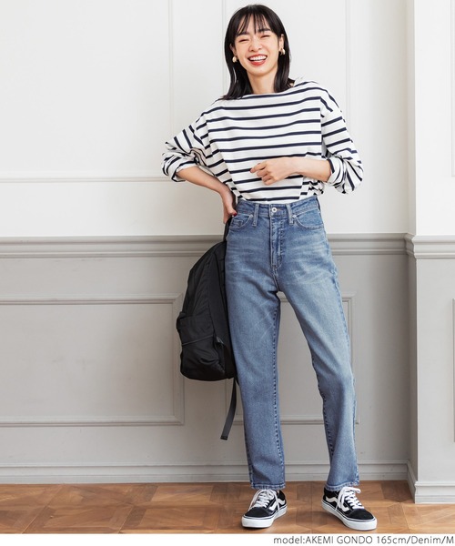 coca（coca）（コカ）の「しゃがめるテーパードデニムパンツ（デニムパンツ・レディース・ブルー系その他/インディゴブルー/ホワイト/ブルー・L/M/S）」の20枚目の写真