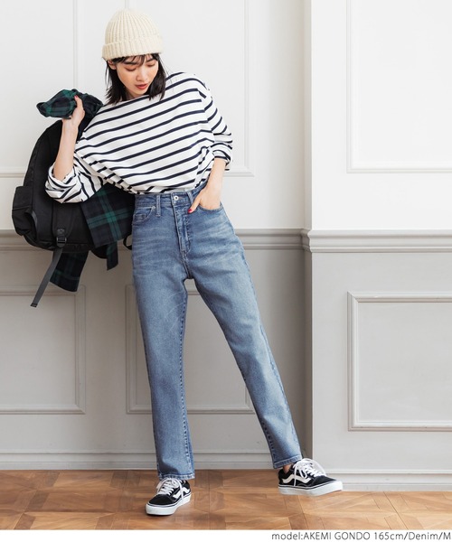 coca（coca）（コカ）の「しゃがめるテーパードデニムパンツ（デニムパンツ・レディース・ブルー系その他/インディゴブルー/ホワイト/ブルー・L/M/S）」の21枚目の写真