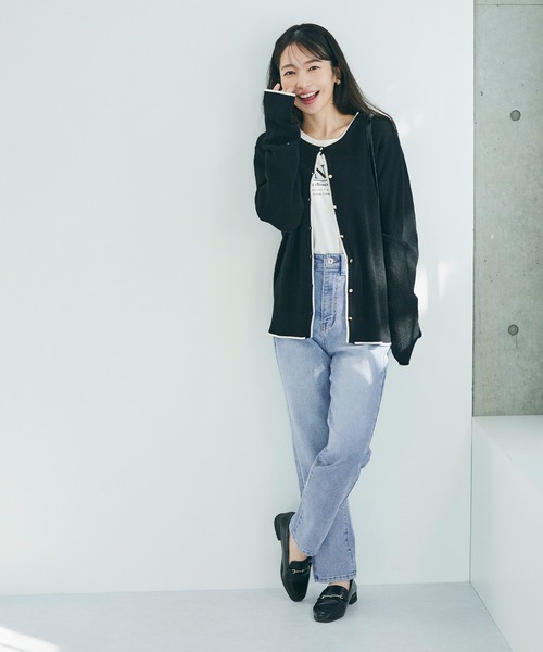 coca（coca）（コカ）の「しゃがめるテーパードデニムパンツ（デニムパンツ・レディース・ブルー系その他/インディゴブルー/ホワイト/ブルー・L/M/S）」の11枚目の写真