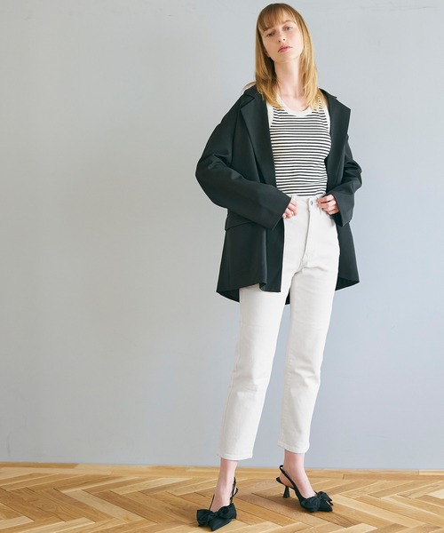 coca（coca）（コカ）の「しゃがめるテーパードデニムパンツ（デニムパンツ・レディース・ブルー系その他/インディゴブルー/ホワイト/ブルー・L/M/S）」の5枚目の写真