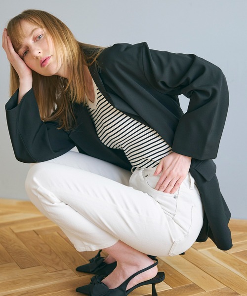 coca（coca）（コカ）の「しゃがめるテーパードデニムパンツ（デニムパンツ・レディース・ブルー系その他/インディゴブルー/ホワイト/ブルー・L/M/S）」の6枚目の写真