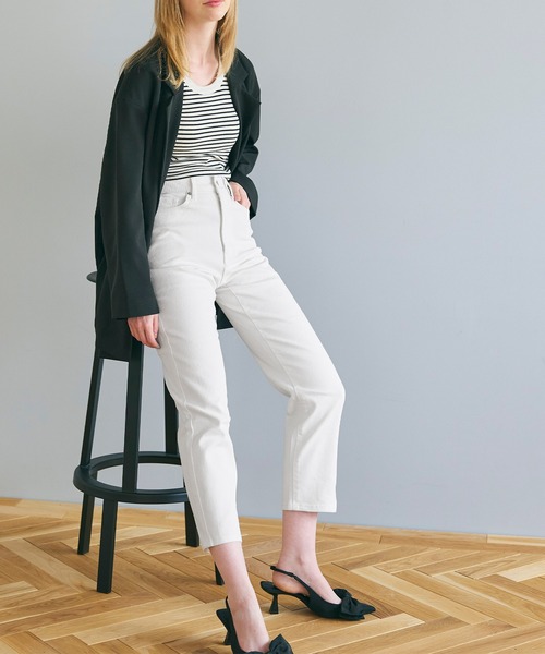 coca（coca）（コカ）の「しゃがめるテーパードデニムパンツ（デニムパンツ・レディース・ブルー系その他/インディゴブルー/ホワイト/ブルー・L/M/S）」の7枚目の写真