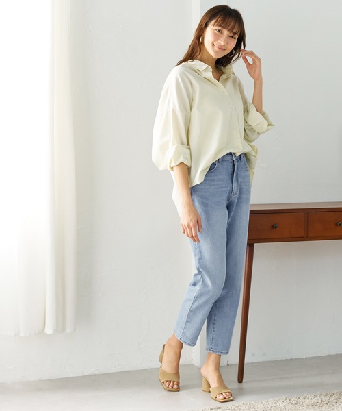 coca（coca）（コカ）の「しゃがめるテーパードデニムパンツ（デニムパンツ・レディース・ブルー系その他/インディゴブルー/ホワイト/ブルー・L/M/S）」の8枚目の写真