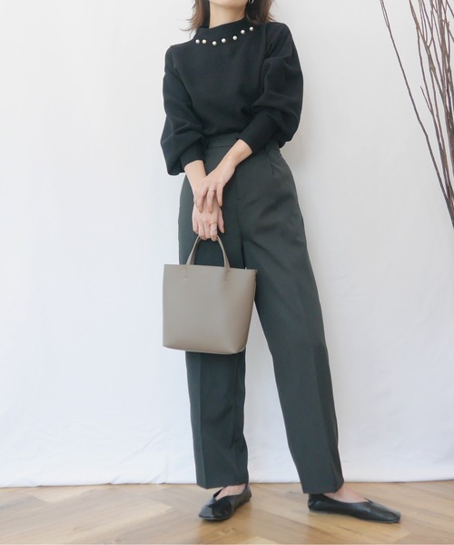 AZUL ENCANTO(アズールエンカント)の「パールミラノリブトップス(Tシャツ/カットソー・レディース・ライトベージュ/パープル/ブラック・FREE)」の16枚目の写真