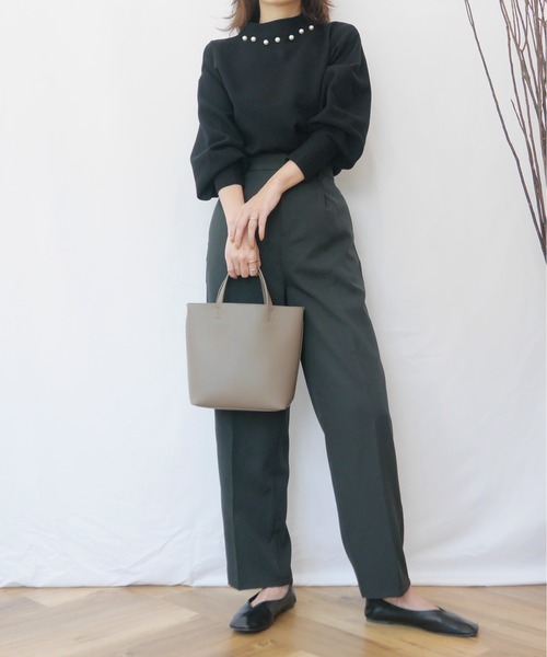 AZUL ENCANTO(アズールエンカント)の「パールミラノリブトップス(Tシャツ/カットソー・レディース・ライトベージュ/パープル/ブラック・FREE)」の18枚目の写真