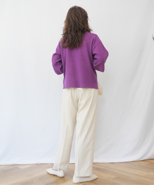 AZUL ENCANTO(アズールエンカント)の「パールミラノリブトップス(Tシャツ/カットソー・レディース・ライトベージュ/パープル/ブラック・FREE)」の12枚目の写真