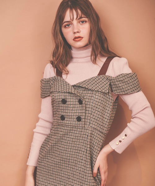 31 Sons de mode（トランテアン　ソン　ドゥ　モード）の「カフスゴールドボタンリブタートルネックニット（ニット/セーター・レディース・ライトグリーン/ピンク/ブラック/サックスブルー・36）」の20枚目の写真